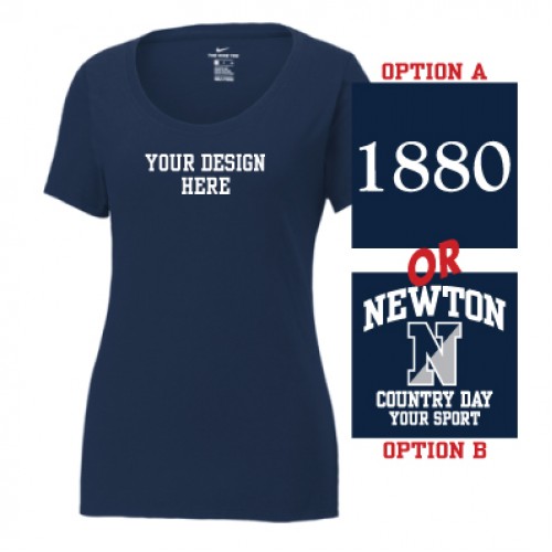 Nike Women's Dri-FIT Cotton/Poly Scoop Neck Tee (Navy)